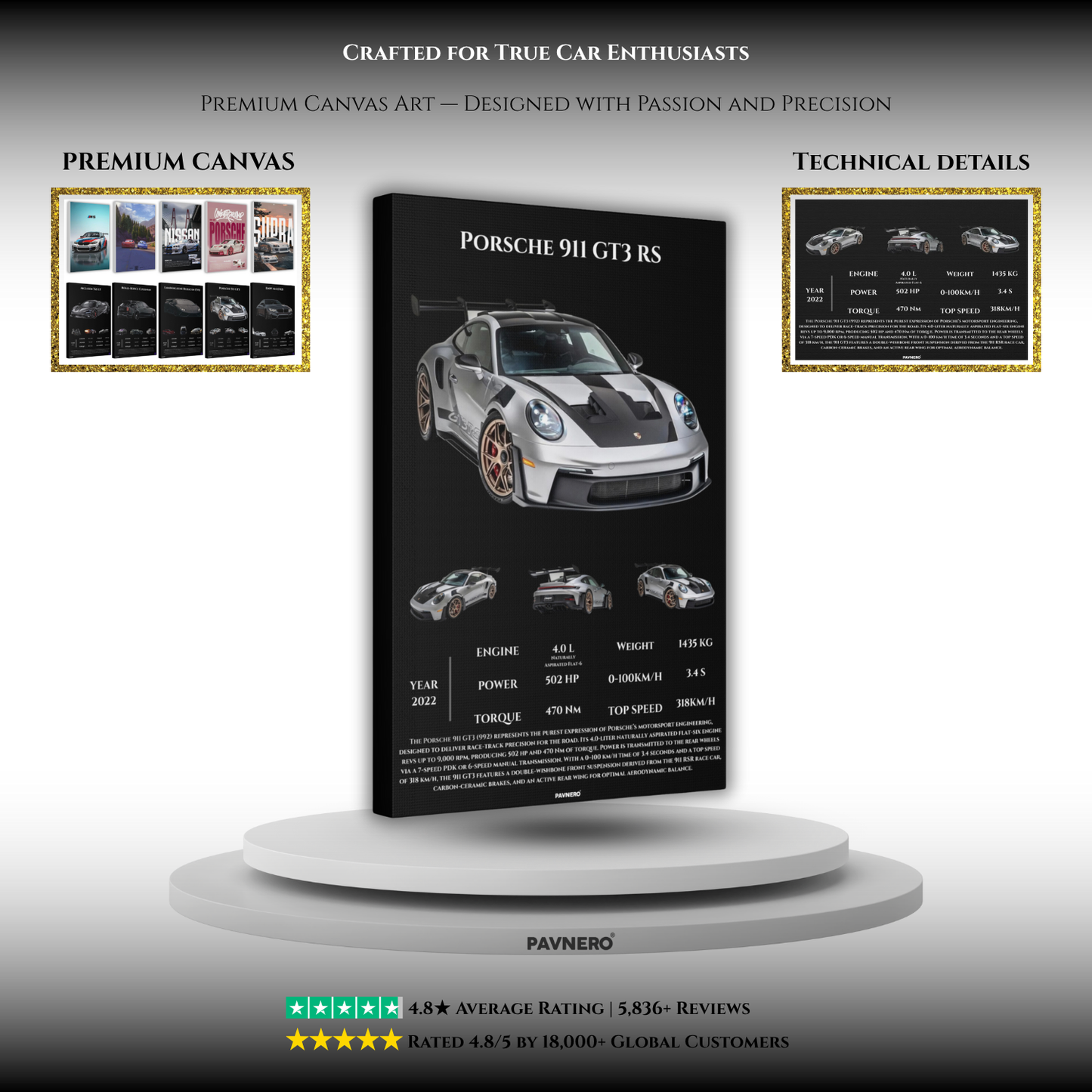 Pavnero® Porsche 911 GT3 Matte Canvas