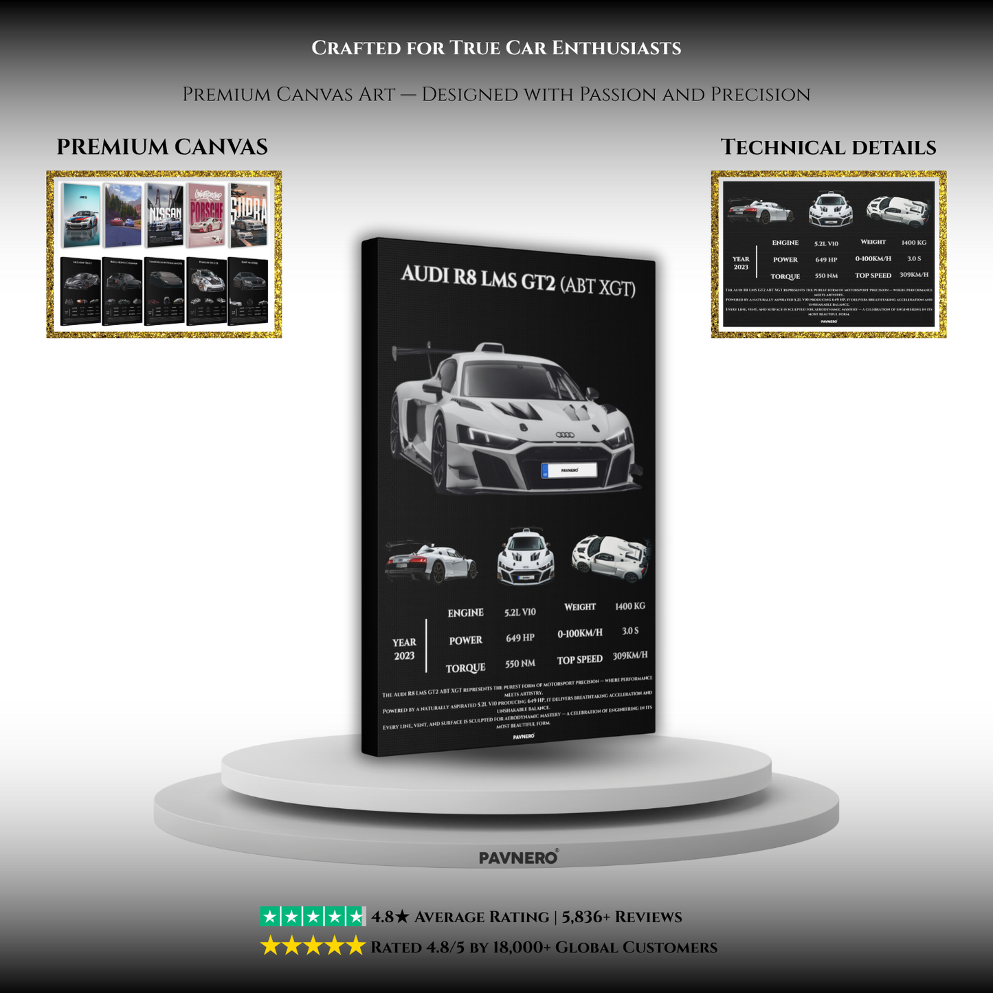 Pavnero® AUDI R8 LMS GT2 Matte Canvas