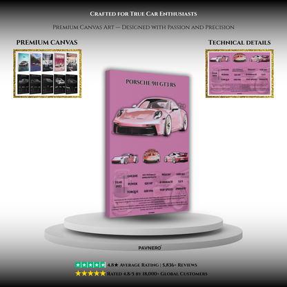 Pavnero® Pink Porsche 911 GT3 RS Matte Canvas