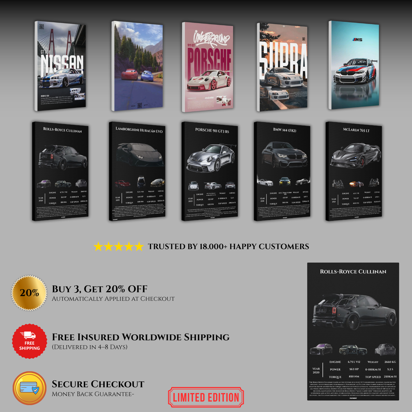 Pavnero® Rolls-Royce Cullinan Matte Canvas