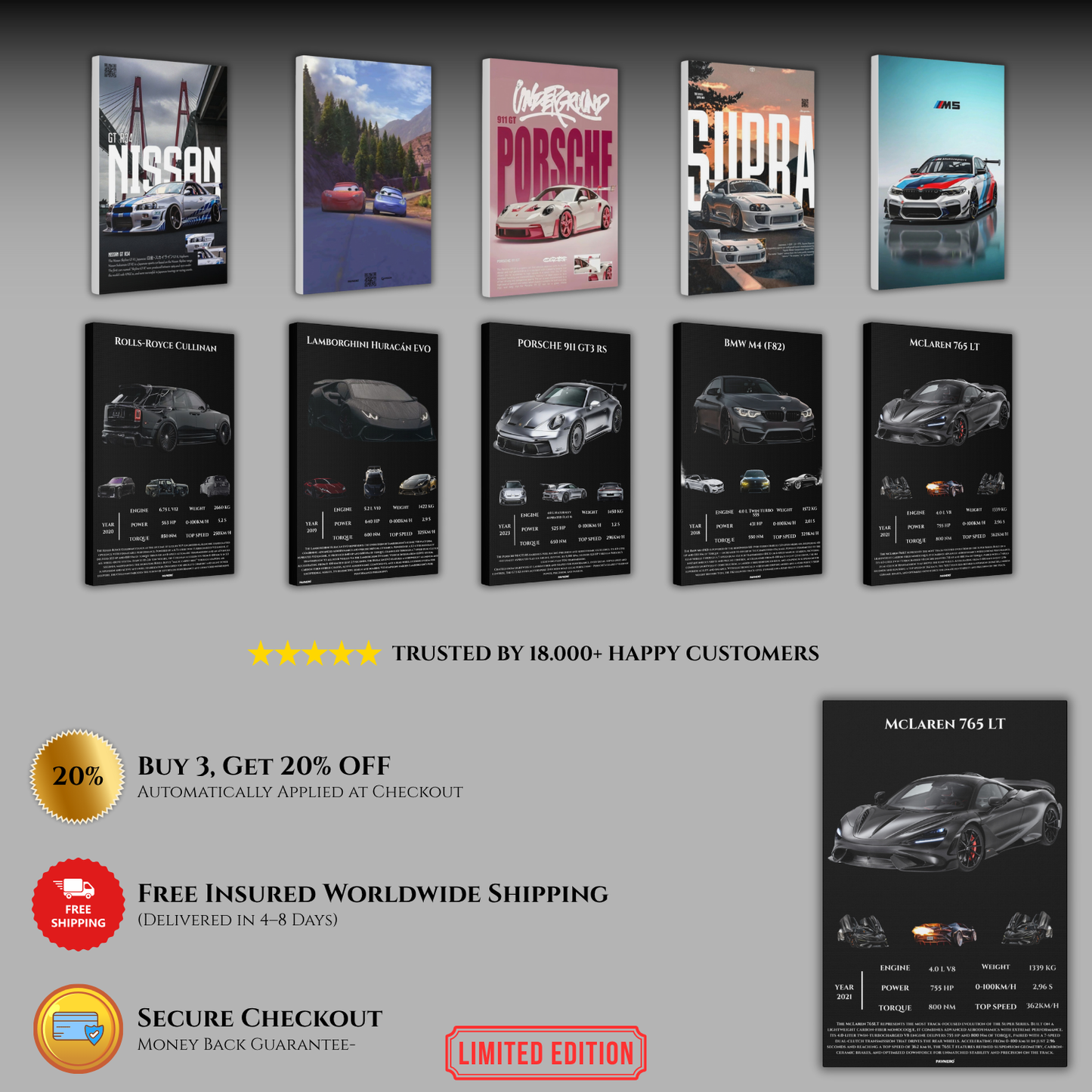 Pavnero® McLaren 765 LT Matte Canvas