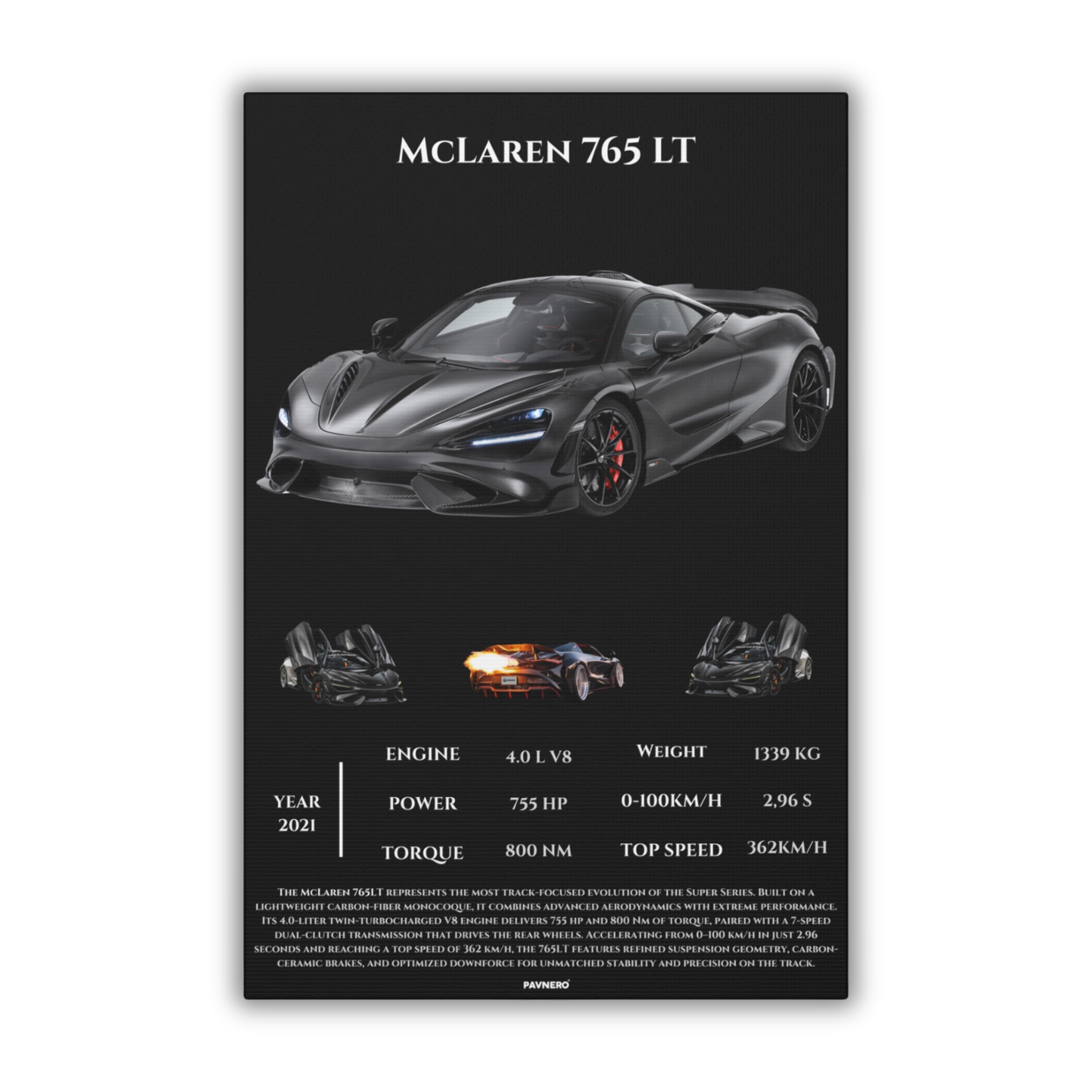 Pavnero® McLaren 765 LT Matte Canvas