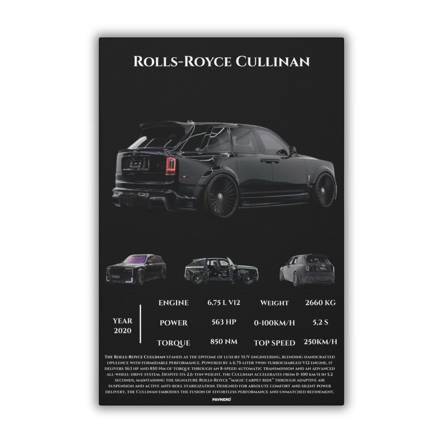 Pavnero® Rolls-Royce Cullinan Matte Canvas