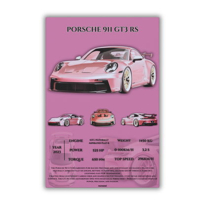 Pavnero® Pink Porsche 911 GT3 RS Matte Canvas