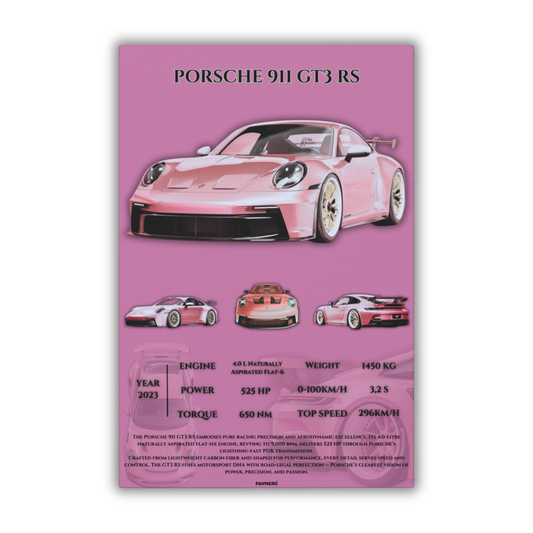 Pavnero® Pink Porsche 911 GT3 RS Matte Canvas